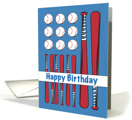 Baseball Flag Birthday Red White Blue card (1438042)