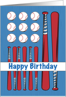 Baseball Flag Birthday Red White Blue card