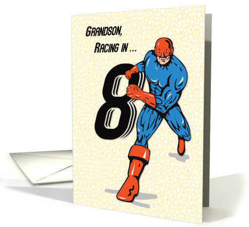 Grandson 8th Birthday Superhero card (1438494)