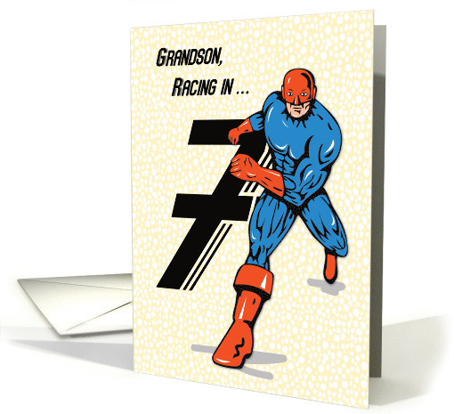 Grandson 7th Birthday Superhero card (1438518)