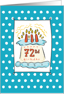 72nd Birthday Cake on Blue Teal with Dots card