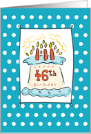 46th Birthday Cake on Blue Teal with Dots card