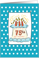 75th Birthday Cake on Blue Teal with Dots card