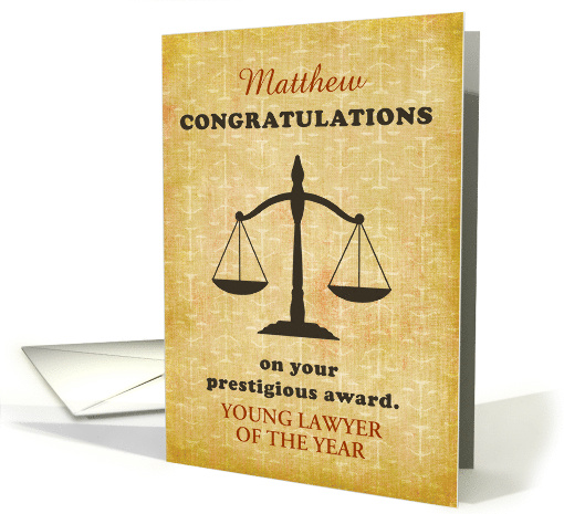 Law Field Award Winner Congratulations Personalize Name and Award card