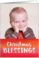 Christmas Blessings Watercolor Look Photo Card