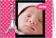 Parents New Baby Girl Custom Photo Name Olivia Paris Pink Black card