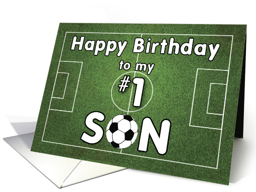 Son Soccer Birthday with Grass Field and Ball Sports card (1442558)