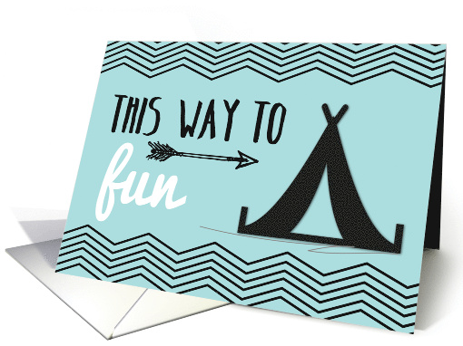 Thinking of You at Camp Tent and Arrow on Teal card (1442566)