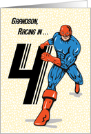 Grandson 4th Birthday Superhero card