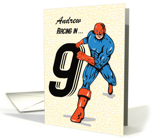 Custom Name 9th Birthday Superhero card (1442724)