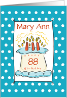 Custom Name and Age 88th Birthday Cake card