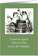 Son in Law 40th Birthday Frogs Toasting with Beer card