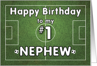 Nephew Soccer Birthday with Grass Field and Balls Sports card