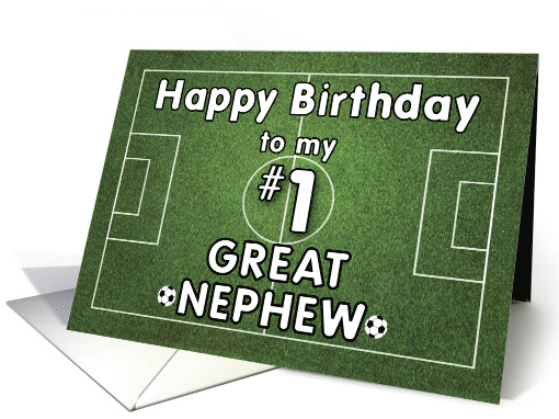 Great Nephew Soccer Birthday with Grass Field and Balls Sports card