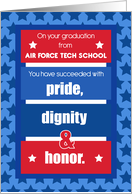 Air Force Tech School Graduation Congratulations Red White Blue Stripe card