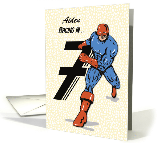 Custom Name Aiden 7th Birthday Superhero card (1443750)