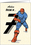 Custom Name Aiden 7th Birthday Superhero card