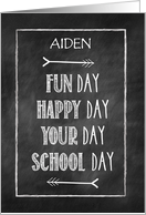 Customizable Name Chalkboard Look Back to School card