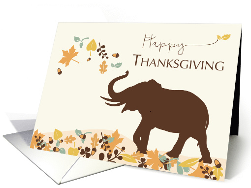 Thanksgiving with Joyful Elephant and Leaves card (1445160)
