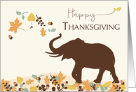Thanksgiving with Joyful Elephant and Leaves card