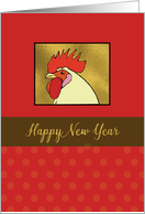 Year of Rooster Head on Gold Red card