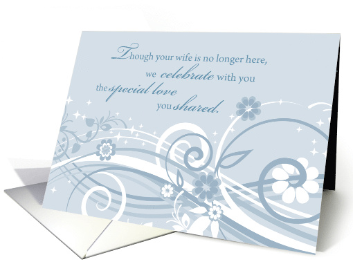 Widower Wedding Anniversary After Loss of Wife Blue Swirls card