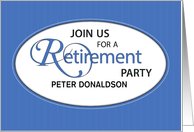 Retirement Party Invitation Personalize Name Elegant Blue Script card