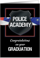 Police Academy Graduation Congratulations Black with Flag card