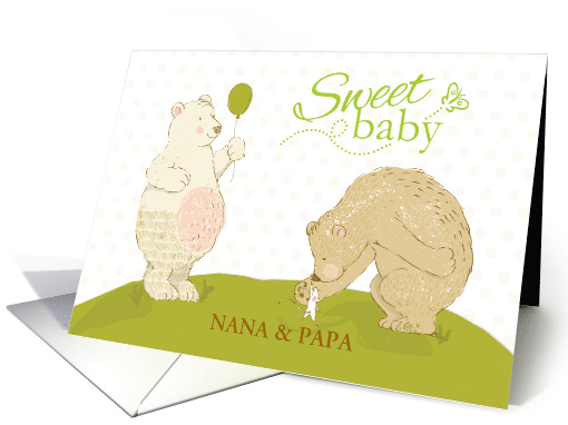 Grandparents Sweet Baby Congratulations Bears Personalizable card