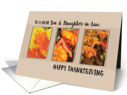 Son and Daughter in Law Thanksgiving Three Leaves card (1452034)