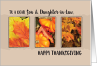 Son and Daughter in Law Thanksgiving Three Leaves card