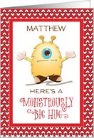 Customize for Any Name Monster Hug Valentine Hearts Matthew Kids card