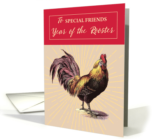 To Friends Chinese New Year of Rooster With Golden Rays card (1452946)