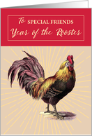 To Friends Chinese New Year of Rooster With Golden Rays card