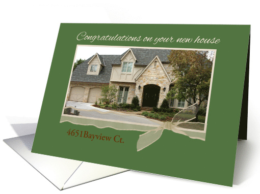 Horizontal Photo Congratulations on New Home Green Ribbon card