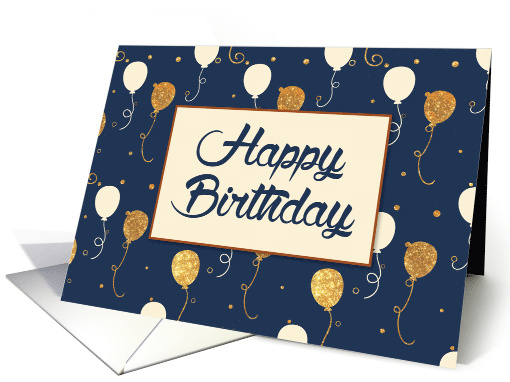 Birthday with Gold Balloons on Navy Blue card (1453406)
