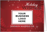 Holiday Wishes Customizable Logo and Name on Red card