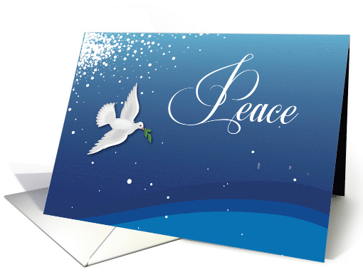 Elegant Peace on Blue Christmas card (1453480)