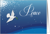 Elegant Peace on Blue Christmas card
