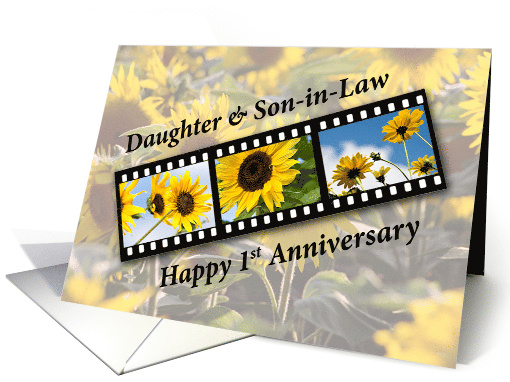 Daughter and Son in Law 1st Wedding Anniversary Sunflower card