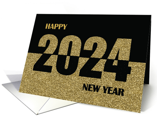 2024 Happy New Year Gold Glitter Look and Black card (1455066)