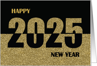 2025 Happy New Year Gold Glitter Look and Black card