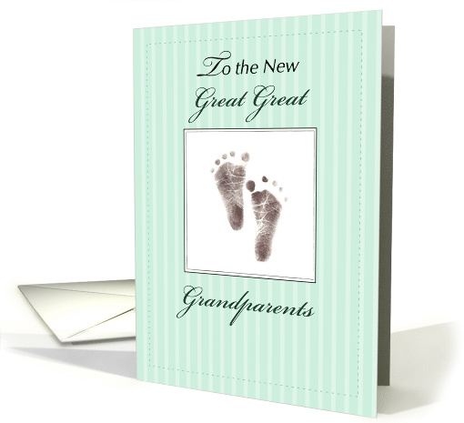 New Great Great Grandparents of Baby Neutral Green Footprint card