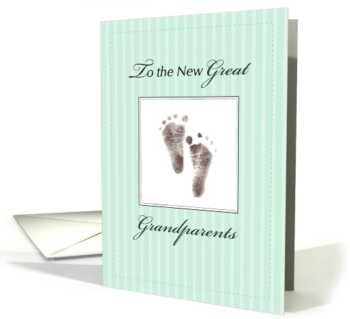 New Great Grandparents of Baby Neutral Green Footprint card (1455188)