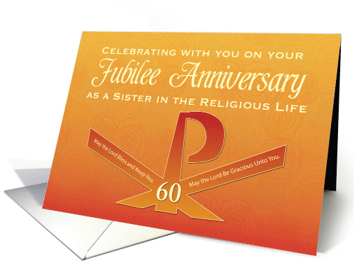 60th Jubilee Anniversary Nun Pax Cross Orange and Yellow card