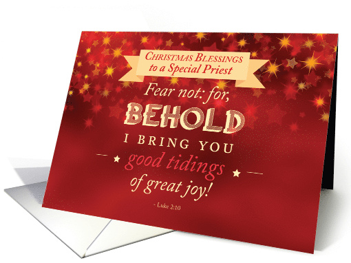Priest Christmas Blessings Red Gold Stars card (1456868)