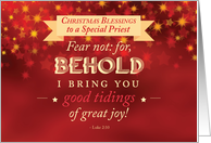 Priest Christmas Blessings Red Gold Stars card