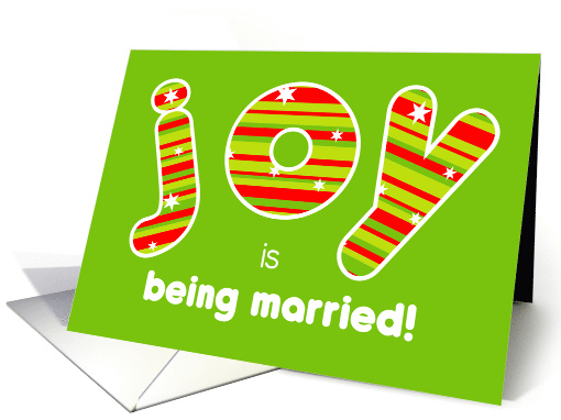 Were Married New Address JOY Red and Green Stripes Announcement card