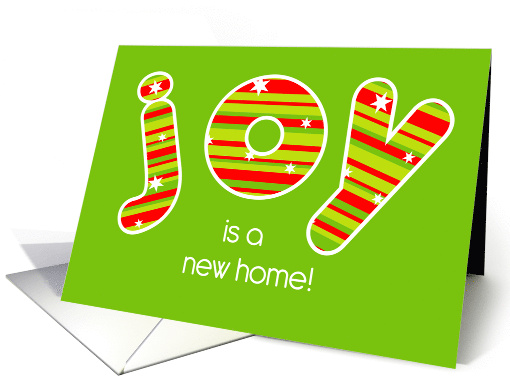 Weve Moved Christmas JOY Red and Green Stripes Announcement card