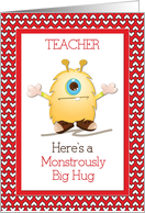 Teacher Monster Hug Valentine Hearts card
